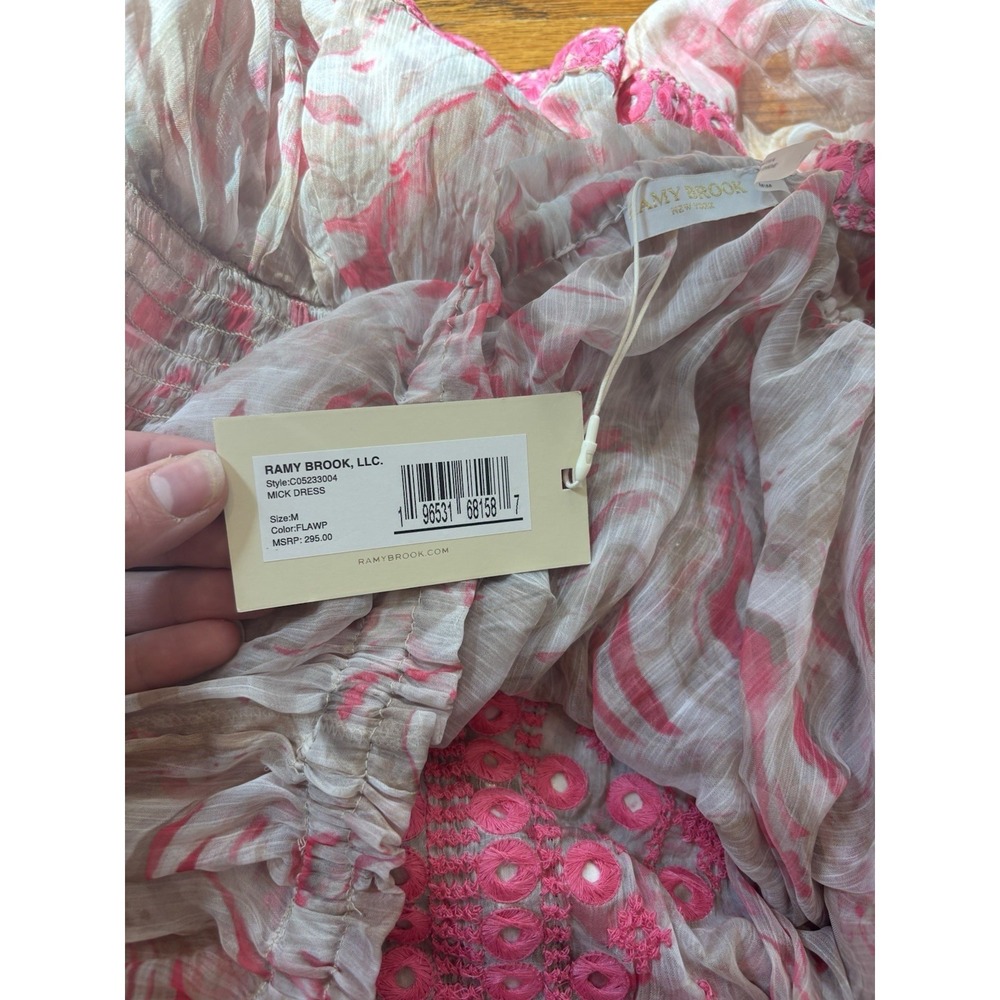 Ramy Brook Mick Tiered Cover Up Strapless Dress Beige Pink Medium NWT $295‎ - Picture 8 of 8